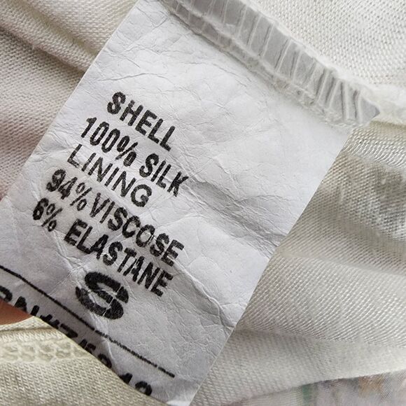 GIUSY Womens Blouse Small 100% Silk Floral Top Cold Shoulder Sheer Sleeve Italy - Picture 13 of 14